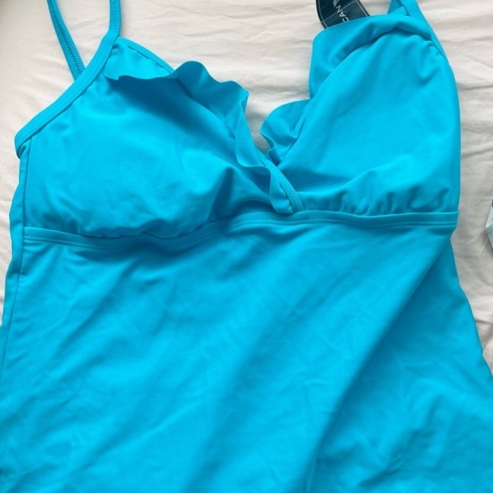 Size 10 Tankini Top Ruffled Cup Light Blue American Living Bikini Bathing